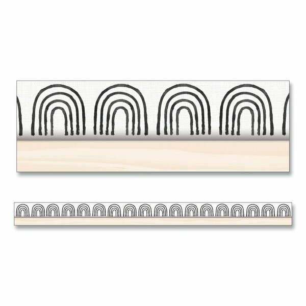 Carson Dellosa Straight Borders, 3 in. x 3 ft, Black/White Rainbows, 12PK 108502